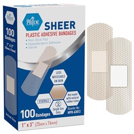 MED PRIDE Vendas Transparentes De 1” X 3”, Sin Látex, Para Pieles Sensibles De Niños, Tiras Adhesivas Estériles Antiadherentes Con Adhesivo Hipoalergénico, Paquete De 100 1” X 3”