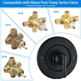Replacement for Moen Shower Faucet Trim Kit, Shower Arm, Shower Handle (Valve& Catridge Not Inclued), Matte Black