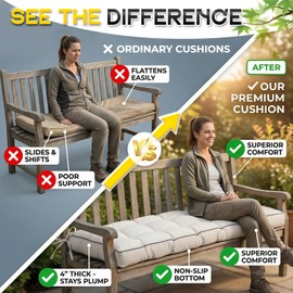 TaiBest Outdoor Bench Cushion, Tufted Patio Seat Pad for Garden Bench, Porch Swing, Indoor/Outoor Furniture (Blue, 48X18X4 inch)