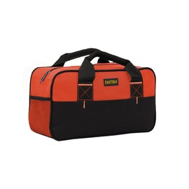 FASTECH 14 Inch Tool Bag, Small Wide Mouth Tool Tote Bag, Waterproof Tool Organizer Bag, Electricians Repairman Tools Tote Bag Double Fabric Storage Bag (Orange)