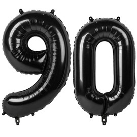 40 Inch Black Number 90 Digital Balloon,Jumbo Mylar Foil Helium Balloon for 90 Balloons for Birthday Party,Wedding Anniversary Party Decorations