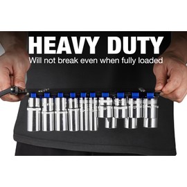 ALOANES 48-Piece Portable Socket Organizer Steel Tray, Socket Holders with Portable Handle, Heavy Duty Socket Holder Kit, 1/2-inch x 14 Clips, 3/8-inch x 18 Clips, 1/4-inch x 16 Clips(Blue)