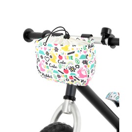 ANZOME Bicycle Basket Front for Children Handlebar Bag with Waterproof Cover, Children's Bicycle Handlebar Basket for Girls Bicycle Accessories Suitable for Most Children's Bicycles, Balance Bike