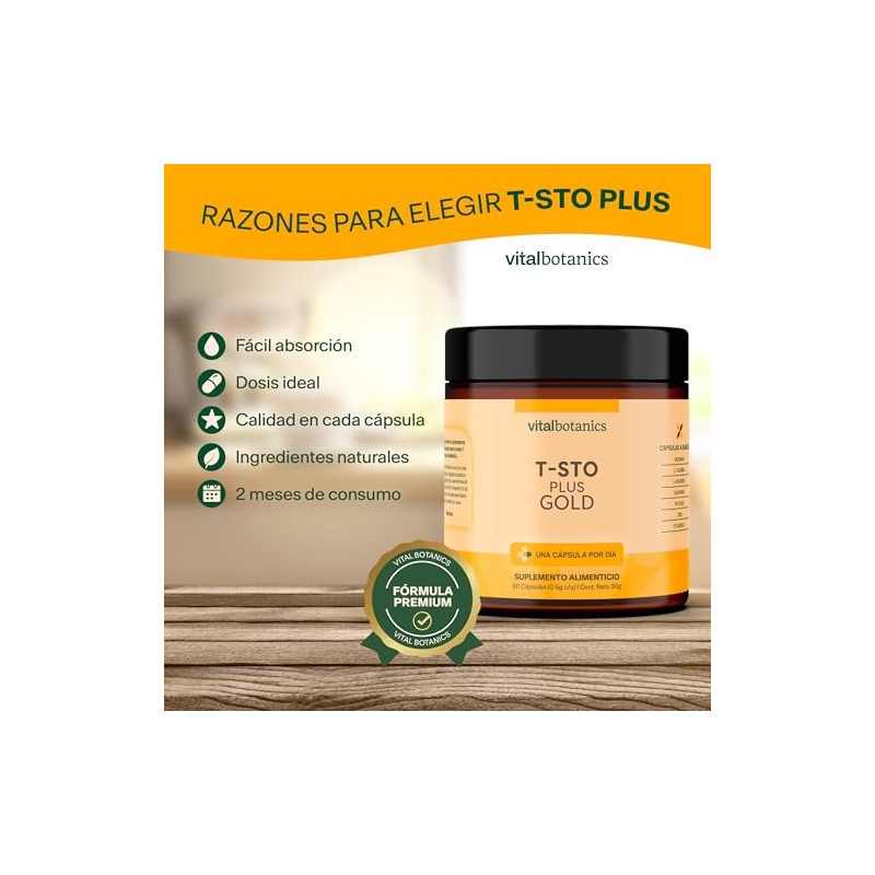 Sto Plus Gold Vitamina Potasio Zinc Arginina Vital Botanics