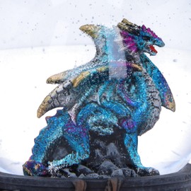 Nemesis Now Dragon Storm Snow Globe 10cm, Resin, Blue Dragon Snow Globe, Dragon Home Décor, Cast in the Finest Resin, Expertly Hand-Painted