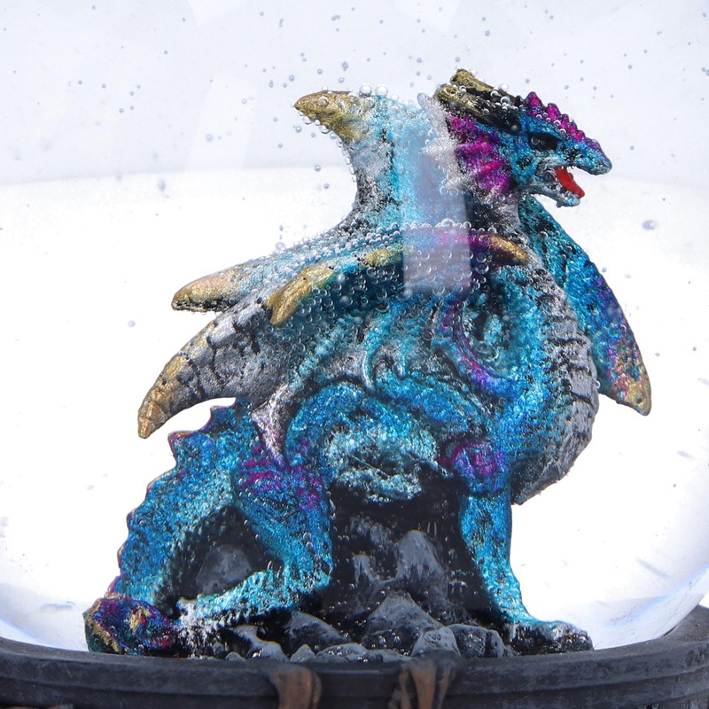 Nemesis Now Dragon Storm Snow Globe 10cm, Resin, Blue Dragon