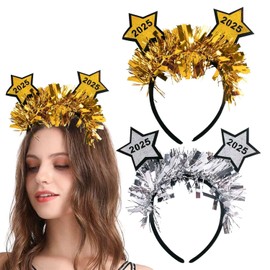 YSJCHEBS Pack of 2 Pentagram Headbands, Glittering Tinsel Headbands, Happy New Year Headbands, Glitter Dress Headbands, Holiday Hair Accessories for Children and Adults