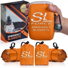 SLFORCE Emergency Blankets for Survival: 4 Pack of Gigantic Space Blanket Orange
