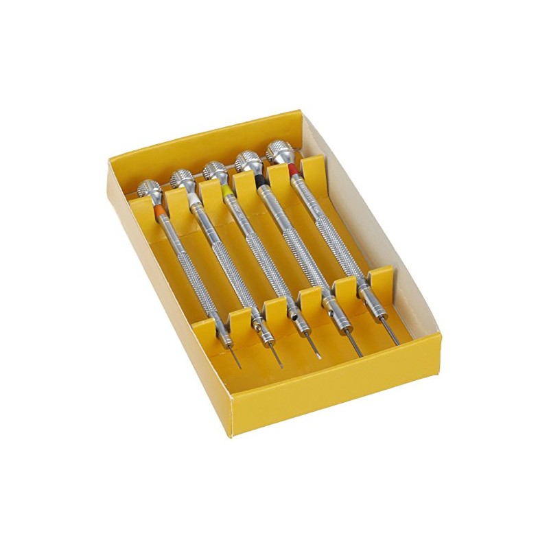 Bergeon 55-605 2868 Set of 5 Chrome Plated Brass Screwdrivers