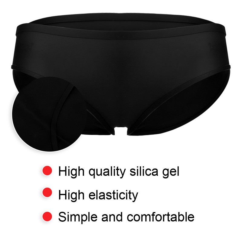 Silicone Elastic Female Swimming Trunks Waterproof Antibacterial Swimming TrunksBlack