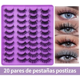 20 Pares De Pestañas Postizas 3d Mixtas Visón Hecho Mano