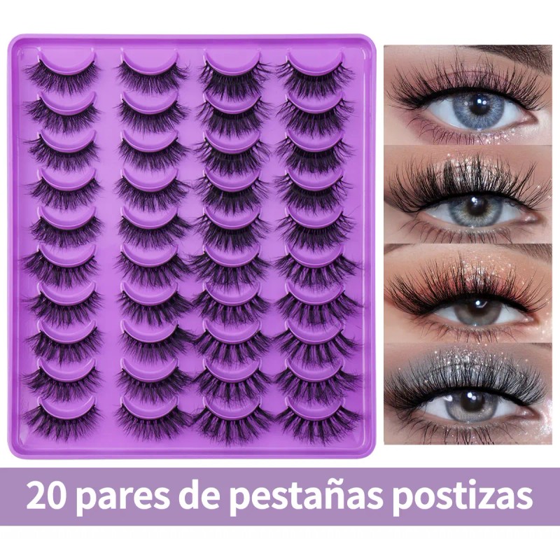 20 Pares De Pestañas Postizas 3d Mixtas Visón Hecho Mano