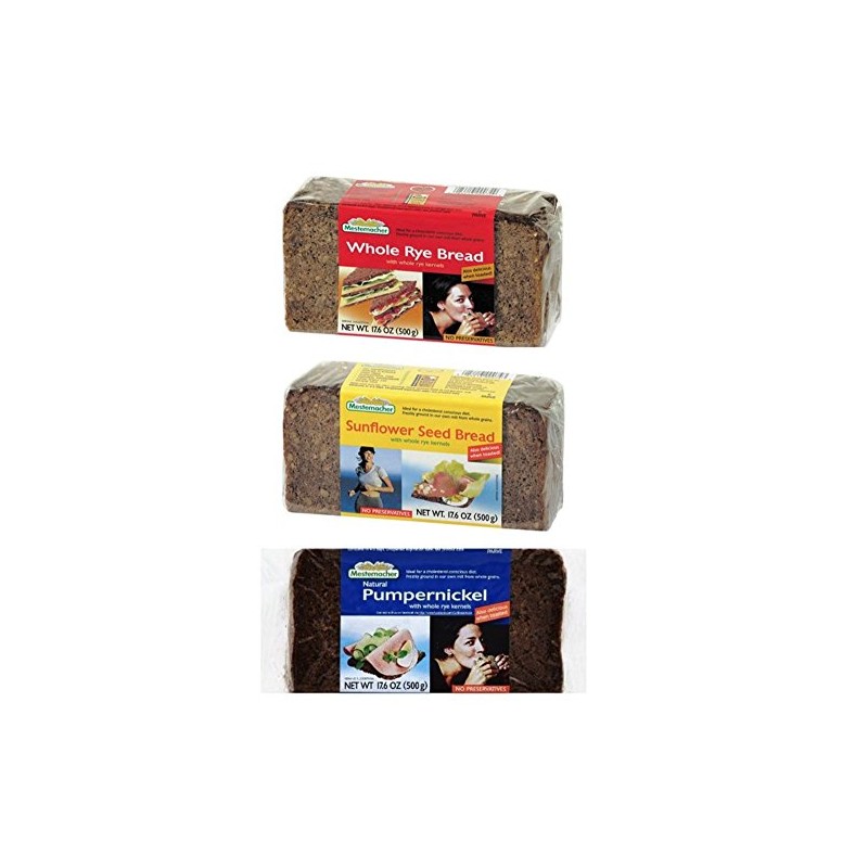 Mestemacher Natural High Fiber Bread 3 Flavor Variety Bundle: (1)