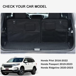 HIRUFAIT 2PCS Backseat Organizer Compatible with Honda Pilot 2016-2022/ Ridgeline 2017-2023/ Passport 2019-2023, Oxford Fabric Storage Pockets Kick Mats Back Seat Protector Travel Accessories