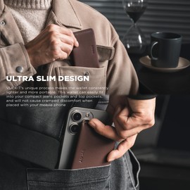 VULKIT Slim Minimalist Card Holder RFID Blocking Leather Credit Card Holder Front Pocket Wallet Magnetic Closure