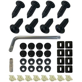 Anti-Theft License Plate Screws Fastener Kit - Rustproof Black Screws, Nylon Screw Inserts, Black Screw Covers, and Anti-Rattle Foam Pads for Fastening License Plates (Black Stainless Steel)