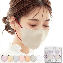 [cici bella] シシベラマスク 立体 冷感マスク 不織布 バイカラー 3d カラーマスク 接触冷感マスク オールドレース×紐レッド