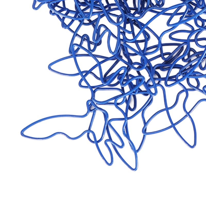 100pcs Blue Birds Paper Clips Creatively Cute Plated Metal Bookmark