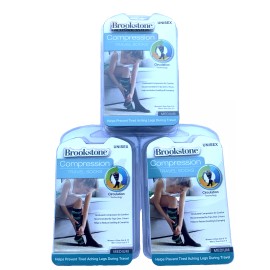 Brookstone Compression Travel Socks, Reduces Swelling, Medium, Black, 3 Pairs