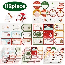 Hianjoo Pegatinas Navideñas Etiquetas, 112 Piezas 28 Estilos Etiquetas de Regalo Pegatinas Etiquetas Autoadhesivas Etiquetas de Nombre de Navidad Presenta Etiquetas para Regalos Festival Cumpleaños