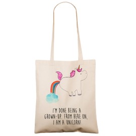 Mr. & Mrs. Panda Fabric Bag, Shoulder Bag, Tote Bag, Unicorn Rainbow with Saying – Transparent