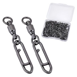 FREEBLOSS 50Pcs Fishing Swivels High Strength Fishing Swivel Snap Black Quick Change Clips Snap Swivels