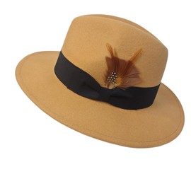 HEYANN Fedora Hat for Men Women Wool Felt Men's Hat with Wide Brim Fedora Hat Derby Cap Jazz Gentleman Hat Trilby Caps Panama Hat Jazz Hats, khaki