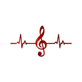 Music Note Heartbeat Decal Vinyl Sticker Auto Car Truck Wall Laptop | Red Holographic | 8" x 4"