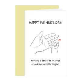 Comting New Dad Greeting Card, Father's Day Card from Wife, Wrapped Around A Little Finger with Daddy, 1st Fathers Day Card for Son-in-law Son