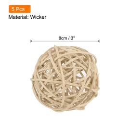sourcing map 5 Pcs Wicker Rattan Balls 3 Inch Rattan Decorative Balls Vase Fillers for Wedding Party Centerpiece Bowls Home Decoration Beige