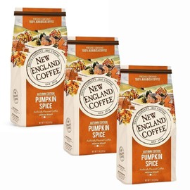New England Coffee Pumpkin Spice Medium Roast Ground Coffee, 11oz Bag (Pack of 3)