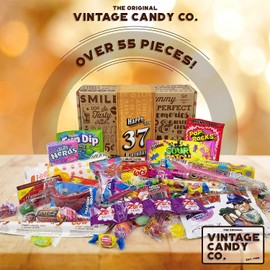 Vintage Candy Co. 37th Birthday Retro Candy Gift Basket - 1987 Party Assortment - Unique Care Package for Women and Men Turning 37