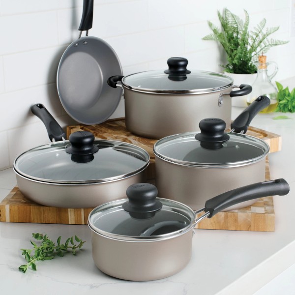 Unbranded Tramontina 9-Piece Ceramic Cookware Set, Champagne