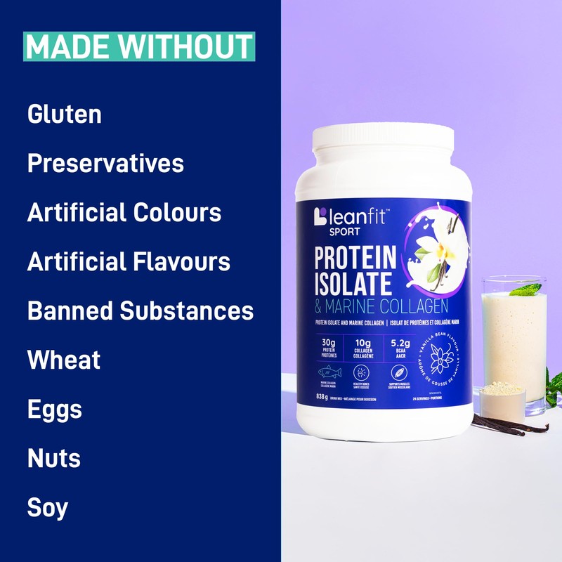 LeanFit LEANFIT SPORT PROTEIN ISOLATE & MARINE COLLAGEN, Natural Vanilla,