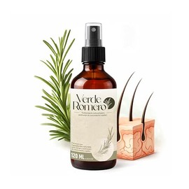 Verde Romero - Tratamiento de Romero para Crecimiento de Cabello y Reparación de Pelo Dañado - Con Aminobiotina, Extracto de Chile y Multivitamínico - Repara y Nutre desde la Raiz (Grande 120ml.)