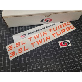 3.5L Twin Turbo Decal Ecoboost Hood Stickers Select Color: (Gloss Orange, 0.75" x 11.5")