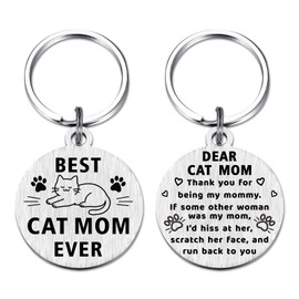 DGXMD Cat Mom Gifts for Women - Best Cat Mom Keychain - Cats Lovers Birthday Mothers Day Christmas Key Chain Gifts for Women