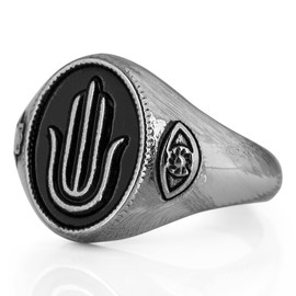 Akitsune Hamsa Ring | Design Ring Women Men Stainless Steel Hand of Fatima Culture Protection