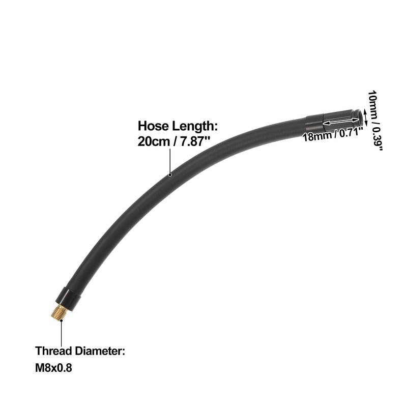 X AUTOHAUX 20cm Car Tire Inflator Extension Hose Chuck Black