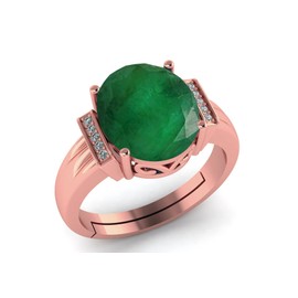LMDPRAJAPATIS 10.00 Carat Natural And Certified Emerald Gemstone Rose Gold Adjustable Anniversary Ring For Men And Women