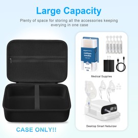 BOVKE Hard Case for Smart Nebulizer for Breathing Problems, Desktop Inhaler Nebulizer for Home Use, Storage Bag for Digital Asthma Nebulizer Machine for Adults and Kids, Space for Masks, Black+Black