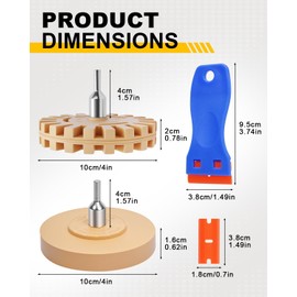 eFuncar Eraser Wheel for Drill, Sticker Remover Kit for Automotive Car Sticker, Vinyl, Rv, with Plastic Scraper, Scraper Tool, Serrated&Solid Eraser Wheel - 12Pcs