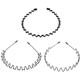 3 Pieces Metal Hair Bands, Men Hair Bands, Women Hair Bands, Black Non-Slip Elastic Fashionable Hair Bands for Outdoor Sports, Yoga, Washing and Showering