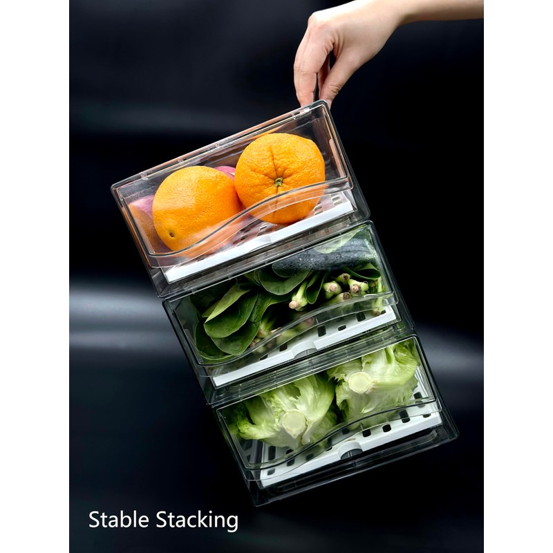 Femoliyes Refrigerator Organizers and Storage Drawer, Stackable Fruit Storage Containers