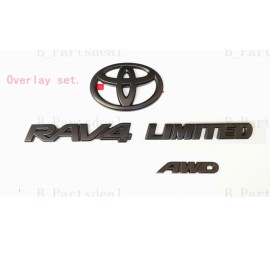 Toyota OEM 4PCS RAV4 LIMITED AWD Matte Black Emblem Overlay Badge Fit 2019-2023 TOYOTA Rav4