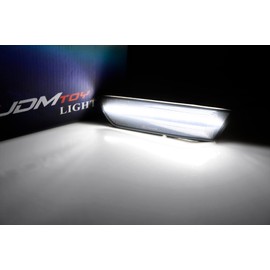 iJDMTOY Black-Out Smoked Lens White Full LED Front Fender Side Marker Light Assembly Kit Compatible with 2003-2007 Infiniti G35 Coupe, Replace OEM Amber Sidemarkers