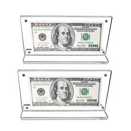 Pack of 2 Banknote Display Frame, Acrylic Euro Bill Photo Holder for Banknotes, Dollar Case, Currency Ticket Protector, Paper Gel Frame, for Money, Ticket, Picture, Photos, Display Case 20 x 10.5 cm