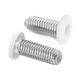 M6-1.0 x 30mm Flat Head Socket Head Screw Furniture Bolts Countersunk Connector Screws, Carbon Steel, Bright Finish, Fully Threaded, White, 25 PCS