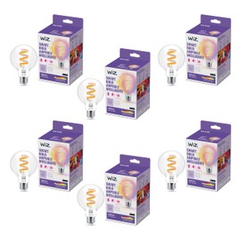 WiZ Color G25 Color Filament LED Smart Bulb - Pack of 6-300 Lumen - E26 Indoor - Connects to Your Existing Wi-Fi - Control with Voice or App + Activate with Motion - Matter Compatible.