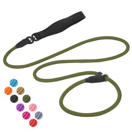 Slip Lead Dog Leash 6ft [360° Swivel Anti-Tangle] Strong Dog Training Leash Nylon No Pull Walking Leash with Rubber Stopper & Padded Handle, Durable Rope Lead for Small Medium Large Dogs Army Green